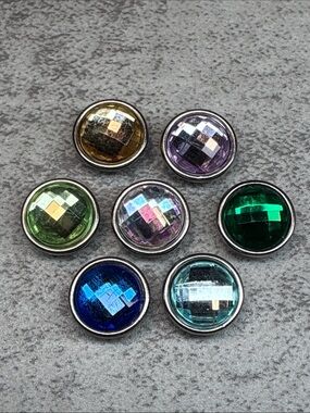 Lot of 7: 12mm Interchangeable Faceted Snap Charms - Assorted Colors